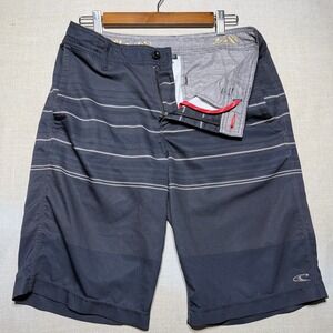 O'Neill Hybrid Shorts Men 30 Black Striped Loaded Hyperfreak Surf Beach Casual
